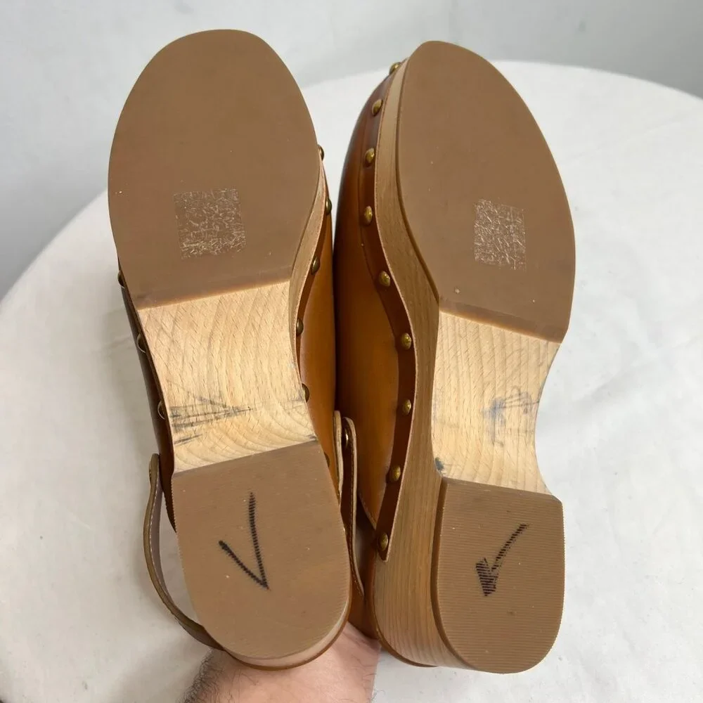 J.Crew $198 Convertible Leather Clogs Rich Oak Size 9.5 BA188 - Picture 9 of 9